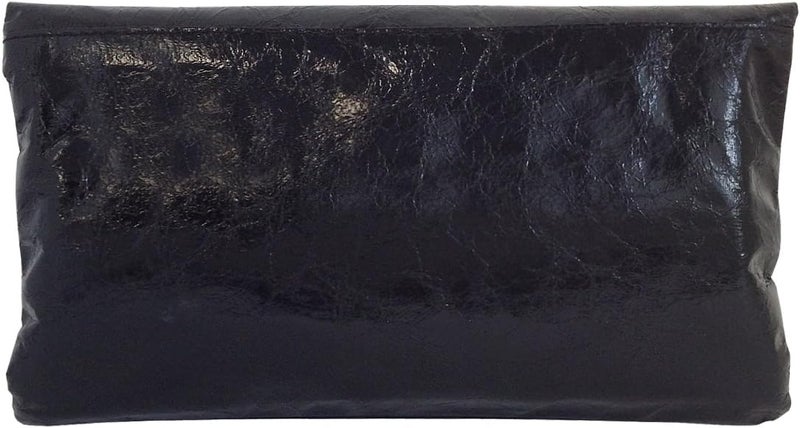 JNB Women's Cracked Metallic Fabric Foldover Clutch with Tassel - Image 2